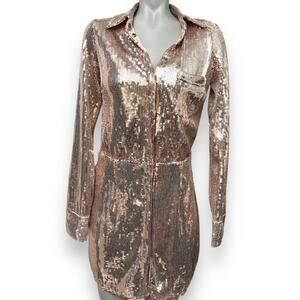 Free People Sophie Sequin Mini Dress in Champagne Size XS